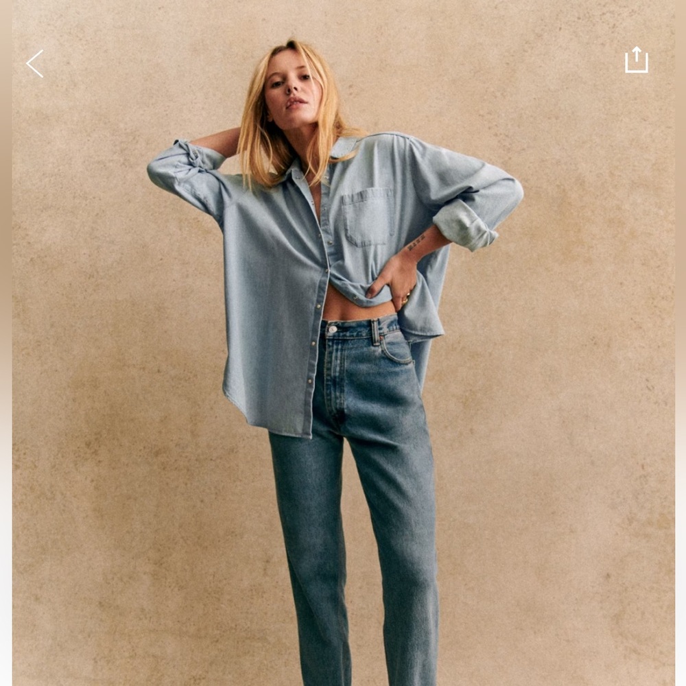 Sézane Max Shirt in Light Denim